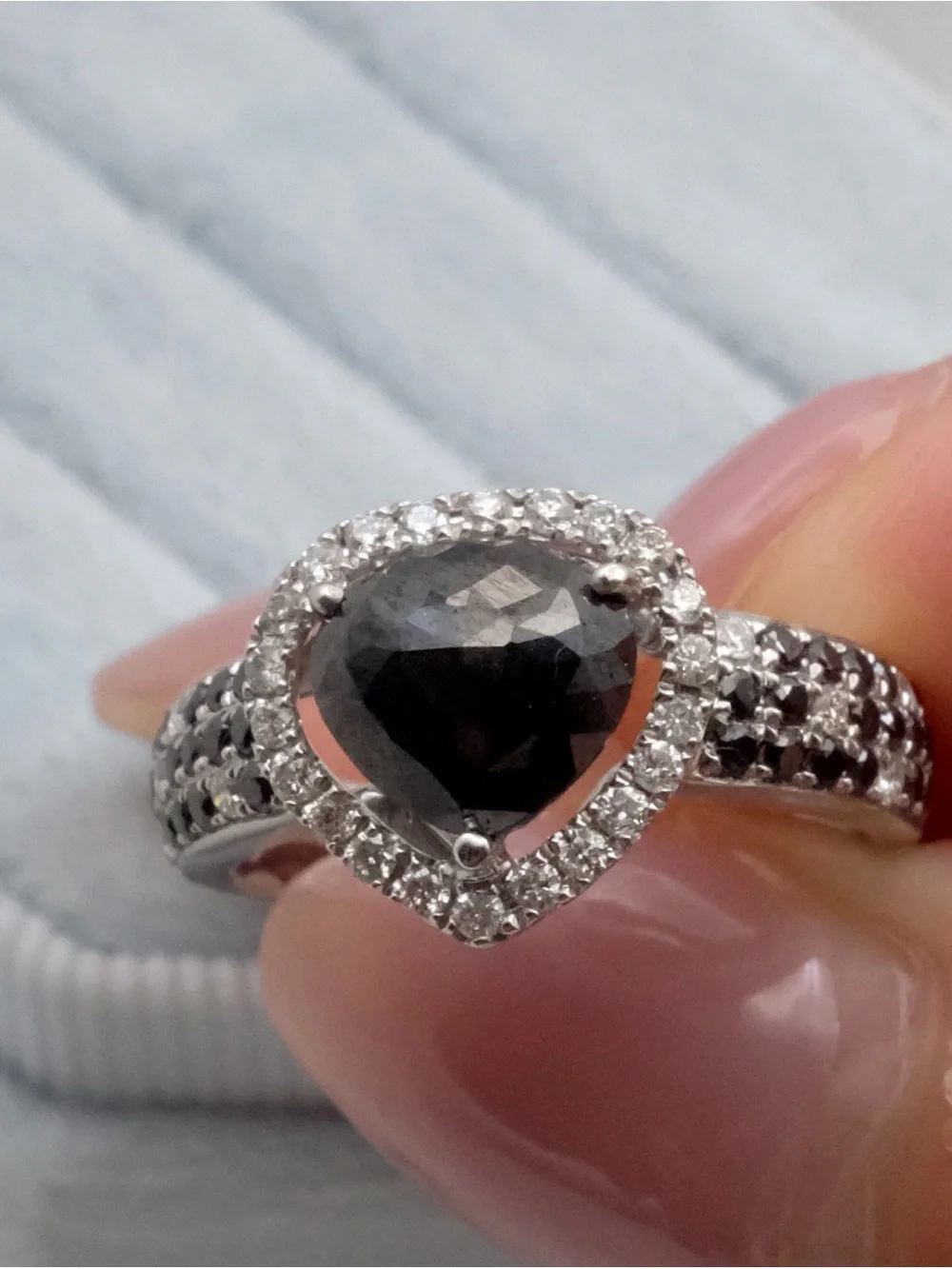 Black Diamond Ring | K18 White Gold